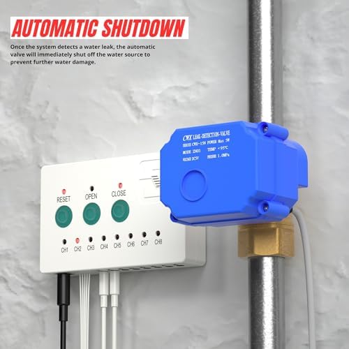 Water Leak Detector, Automatic Water Leak Alarm System, with 2X 3/4" NPT Shutoff Valves & 2 Sensors, Flood Prevention for Water Heater Laundry - Image 3