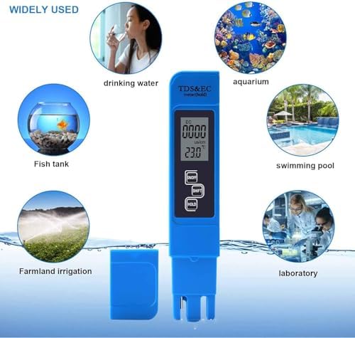 3 in 1 TDS Meter & EC Meter, Digital Water Tester, Easy to Use 0-9990 PPM Meter Kit, Compact for Drinking Water, Hydroponics, Plants, Aquarium, Pool. Not Include Battery CR2032,1Pcs - Image 4