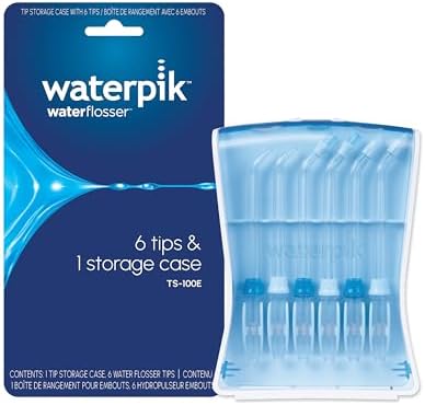 Waterpik 6 Replacement Tips with Case for Hygienic Storage & Travel TS-100E by Waterpik
