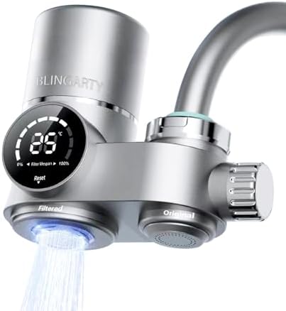 Water Filter for Sink Faucet, NSF Certified Faucet Mount Water Filtration with Real-Time Filter Life Indicator, Reduces Lead Chlorine, Heavy Metals (Incl. 1 Filter, 13 adaptors) by BLINGARTY