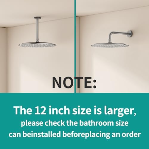 All Metal 12Inch Rain Shower Head - Heavy Duty Stainless Steel, Easy Install, High Water Flow, Ultra-Thin Modern Design for Bathroom (Brushed Nickel) - Image 3