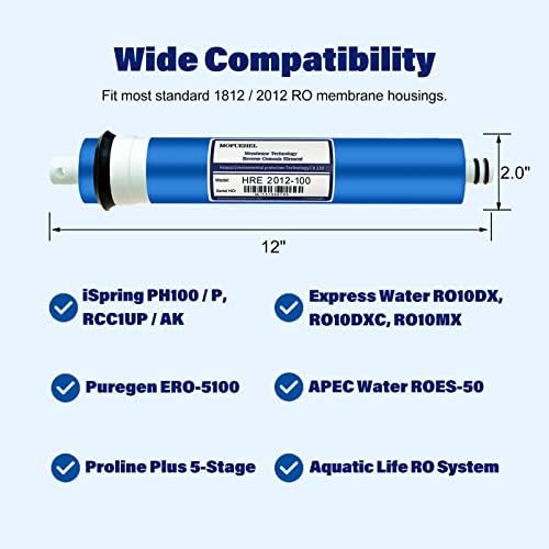 100 GPD RO Membrane Filter Replacement, Reverse Osmosis Membranes, Compatible for iSpring PH100 / RCC100P / RCC1UP / RCC1UP-AK/APEC ROES-100 / Express Water RO10DX / RO10DXBN (1 Pack) - Image 4