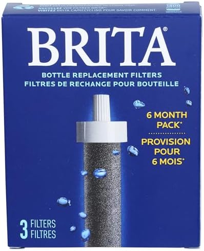 Brita Water Bottle Replacement Filters, BPA-Free, Replaces 1,800 Plastic Water Bottles a Year, Lasts Two Months or 40 Gallons, Includes 3 Filters by Brita