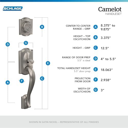 SCHLAGE Front Door Entry Handleset, Georgian Knob, Matte Black - Image 3