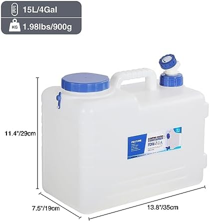 RedSwing 4 Gallon/15L Portable Water Container with Spigot, Water Storage Carrier for Camping Outdoor Hiking, BPA Free - Image 2