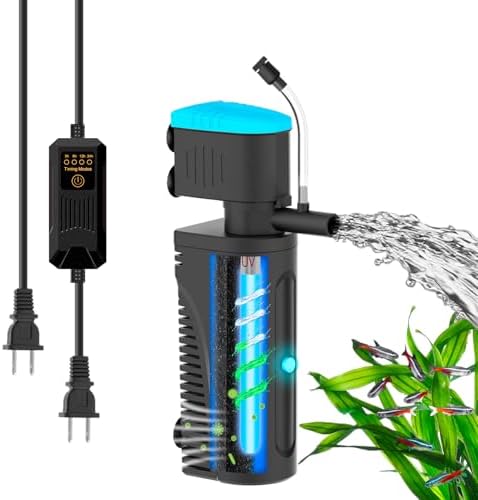 130GPH U - V Aquarium Filter Green Water Cleaning for 10-30 Gallon Tanks by FUMAK