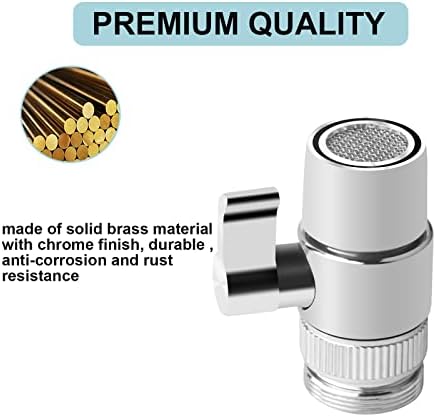 2 Pack Faucet Diverter Valve, 9.5mm Barb for 3/8" ID Flexible Hose, Countertop Water Filter Adapter with Solid Brass Handle, M22 Male to M24 Male Adapter Rings, Clamps & Extra Washers - Image 6