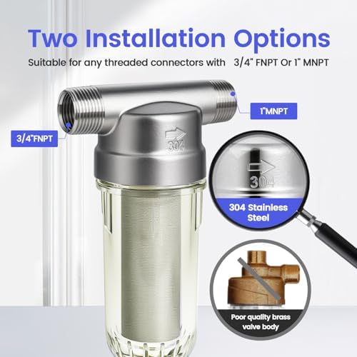 304 Stainless Steel 40 Micron Spin Down Water Filter, Whole House Spin Down Sediment Water Filter, Reusable Flushable Pre-Filtration System, 1" MNPT + 3/4" FNPT, BPA Free - Image 3