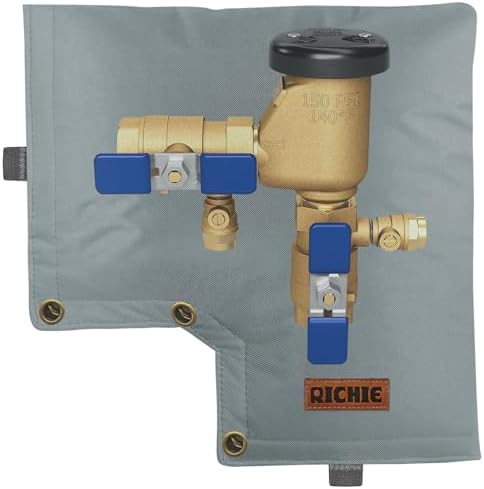 Backflow Preventer Insulated Cover (5°F) for Winter Freeze Protection, 13" W x 12" H Thickened Pressure Vacuum Breaker & Well Pump Cover, Outdoor Waterproof Insulation Pouch for Sprinkler Valve, Grey by RICHIE