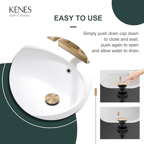 KENES Champagne Bronze Pop Up Bathroom Sink Drain Assembly with Overflow - Image 5