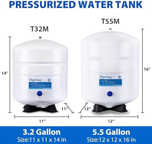 iSpring T32M Pressurized Water Storage Tank with Ball Valve for Reverse Osmosis RO Systems, 4 Gallon, 1/4" Tank Valve Included, White - Image 3