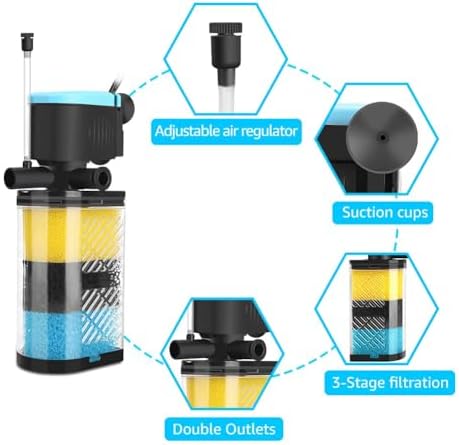3-Stage Internal Aquarium Filter with Aeration & Dual Water Outlet - Image 4