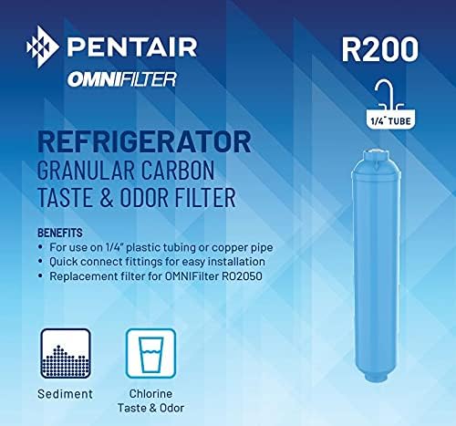 OMNIFilter R200 Inline Water Filter for Refrigerators & Ice Makers, 1/4" Quick Connect Fittings, Removes Sediments, Chlorine Taste and Odor, 15 Micron, Blue - Image 4