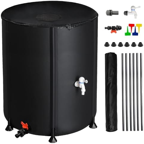 Collapsible Rain Barrel,Portable Water Storage Tank,Rainwater Collection System Downspout,Water Catcher Container with Filter Spigot Overflow Kit (50 Gallon) - Image 4