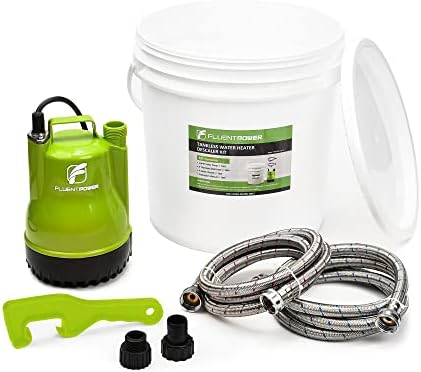 FLUENTPOWER Tankless Water Heater Flushing Kit, 1/4 HP Pump, 4 Gal Pail by FLUENTPOWER