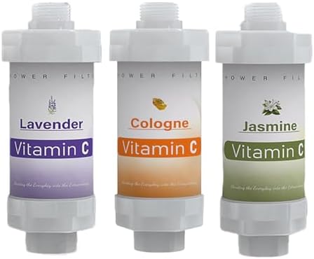 3 Pack Vitamin C Shower Head Filter for Hard Water Filter Bathtub Shower Aromatherapy Replacement Cartridge Bathroom Accessories Remove Chlorine Fluoride Heavy Metals Cologne Jasmine Lavender by Unknown