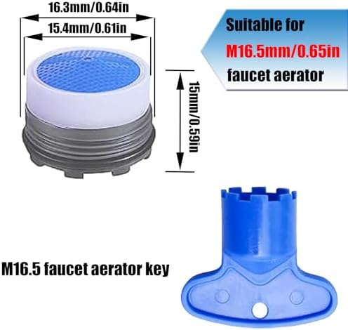 BOETOADG 8PCS Faucet Aerator M16.5, Plug-In Faucet Aerator Faucet Restrictor Replacement Parts for Kitchen Bathroom Sink Aerator with 2 Key Removal Wrench Tool, 1.2GPM, 16.5mm/0.65inch - Image 2