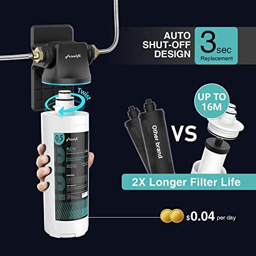 Frizzlife SW10 Under Sink Water Filter System, NSF/ANSI 53&42 Certified, Reduces 99.99% Lead, Chlorine, Bad Taste & Odor, Direct Connect Water Filter, 8K Gallons High Capacity, 0.5 Micron, USA Tech - Image 5