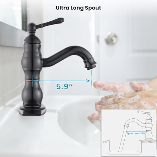gotonovo Bathroom Faucet 1 Hole Vintage,Oil Rubbed Bronze,5.9” Spout Reach - Image 7