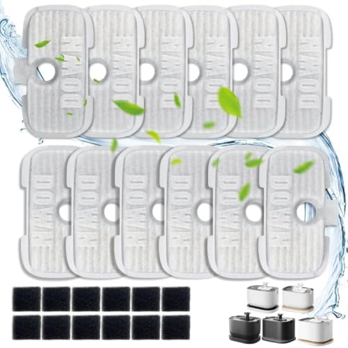 24 Packs for Petlibro Cat Water Fountain Filters Replacement Dockstream,Compatible with PETLIBRO® Water Fountain PLWF106 PLWF116 PLWF005/115/105/305 (12 Replacement Filters + 12 Pre-Filter Sponges) by CatWaterFountainFilters