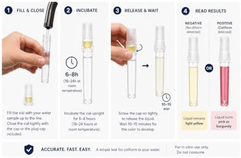 AquaVial™ EZ Coliform & E. coli Water Test kit |Detect E. coli & Coliform| Use in Well,Pools, Hot Tubs, and Travel (1-Pack) - Image 4