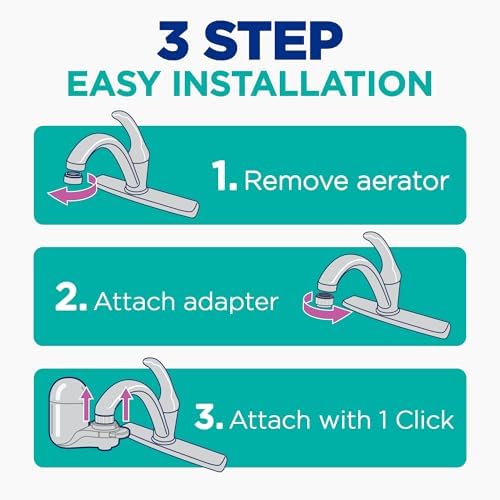 PUR Plus Vertical Faucet Mount Water Filtration System, Lead-Reducing Filter, Great-Tasting, Easy Install, Lasts 100 Gallons, Faucet Water Filter, Compatible with Sinks with External Aerators, Chrome - Image 5