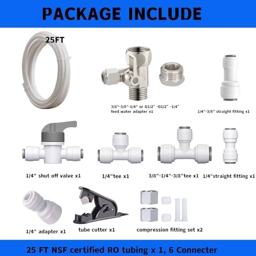 Refrigerator Water Line Kit Connection and 1/4 Compression Ice Maker Installation Kit,O.D. 25 FT Water Tubing with Feed Water Adapter and Quick Fittings for RO Filter System - Image 2