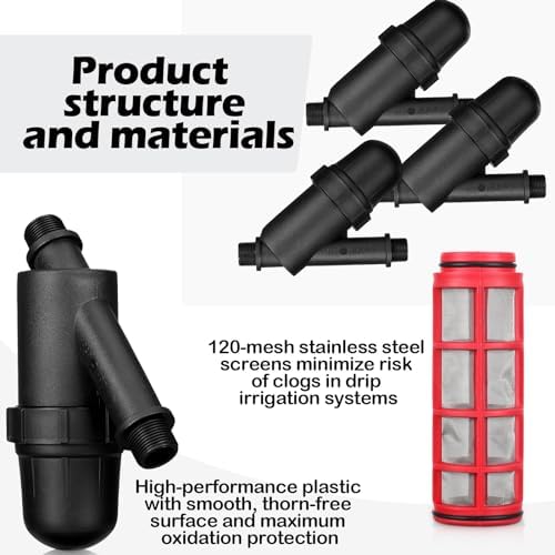 Glooglitter 2 Pcs Inline Y Filter Drip Irrigation, 3/4" MPT Mesh Screen - Image 2