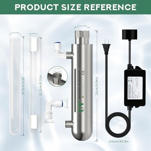 UV Water Filter,Add-on Kit for Under Sink Water Filtration Systems,Ultraviolet Water Purifier Sterilizer Filter for Whole House Water Purification,0.5GPM 6W Lamp Power 110V (SSE-006) - Image 6