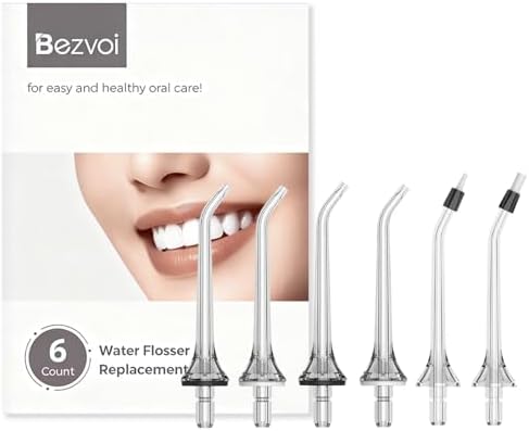 6PCS Replacement Heads for Bezvoi Y207 & Y215 Model, 4 Standard Nozzles + 1 Orthodontic Nozzle + 1 Periodontal Nozzle by BezvoiDirect