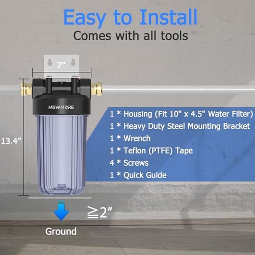 WHT10 Whole House Water Filter Housing Fit 10"x4.5" Sediment etc Filters - Image 4