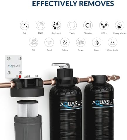 Aquasure Serene Lite 800K Gallons Whole House Salt-Free Water Conditioner/Descaler Bundle with Pleated Sediment Filter and GAC/KDF55 Treatment System for 1-3 Bathrooms | Removes 99% of Contaminants - Image 4