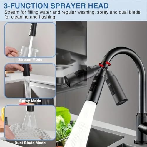 1pc Kitchen Faucet Washing Spout Booster Bathroom 3 Modes Extender Adapter Washbasin Sprayer Filter Nozzle,Black,1 PC - Image 6
