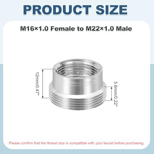 uxcell Faucet Aerator Adapter, M16 Female to M22 Male with Washer, 12mm Length - Image 2