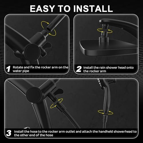 12-Inch High Pressure Rain Shower Head with Handheld Spray Combo, Magnetic - Image 6