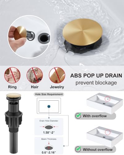 Midanya Bathroom Faucets 1 Hole Single Handle,Brushed Gold - Image 6