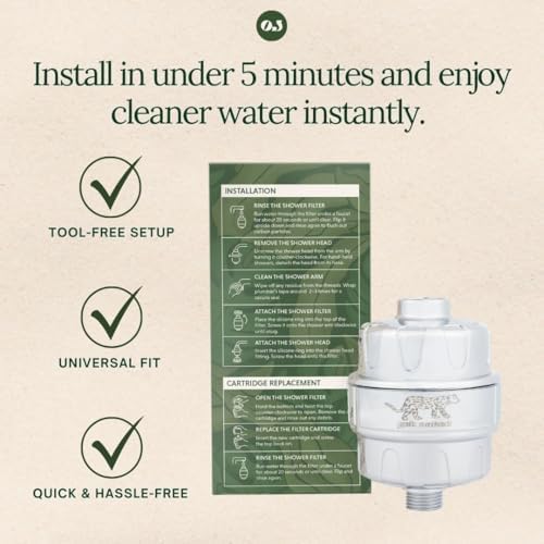 Organic Jaguar Shower Filter, 22 Stage Water Shower Head Filter For Hard Water, Heavy Metals, Chlorine & Impurities, Supports Hair and Skin Health & Hydration, Easy Installation, Long Lasting, Chrome - Image 6