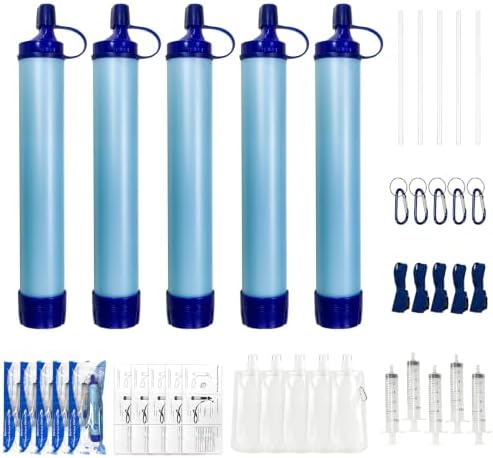 5 Pack Water Filter Straw, BPA-Free for Camping Hiking Emergency Survival by Unknown