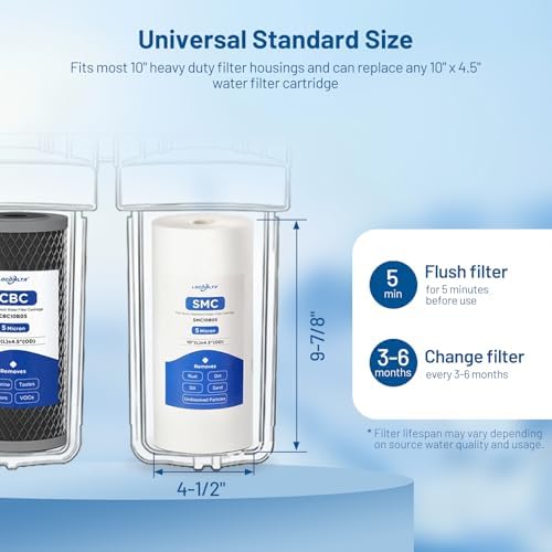 2-Stage 10" x 4.5" Whole House Sediment and CTO Carbon Block Water Filter - Image 6