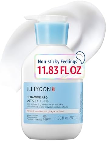 Illiyoon Ceramide Ato Lotion | Lightweight Moisturizer for Dry & Sensitive Skin, Barrier Repair for Face & Body, Mild for Babies, Vegan Certified, Korean Skin Care, 11.83 fl.oz. by ILLIYOON