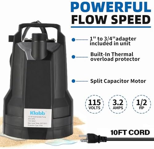 KLABB Tankless Water Heater Flush Kit with 1/2HP Submersible Pump - Image 5