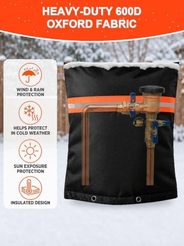 Insulated Backflow Preventer Cover Freeze Protection,30" W x 24" H, Black - Image 4