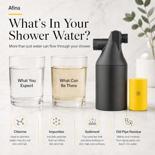 Afina Black High Pressure Revitalizing Shower Filter - Filters Out Chlorine - Image 3