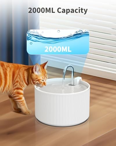 Lawfery Ceramic Cat Water Fountain, 74oz/2.2L Pet Drinking Fountain - Image 3