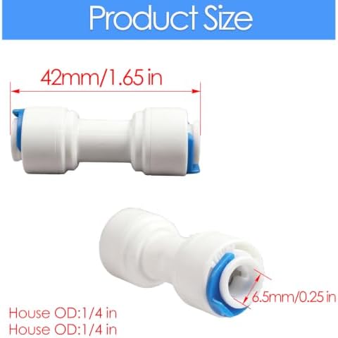 1/4 inch to 1/4 inch Quick Connect Adapter – 5PCS Push to Connect Fittings for RO Water Systems, Refrigerator Water Lines, Filters & Purifiers, Water Line Adapter Kit (1/4") - Image 2