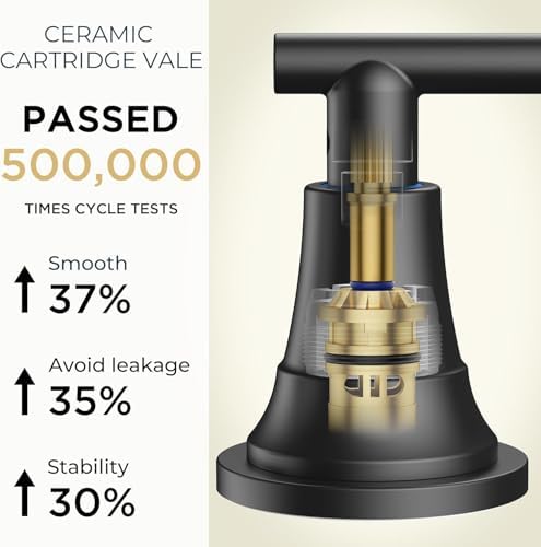 FORIOUS Matte Black Bathroom Faucet 3 Hole Vanity 2 Pack Commercial Faucet - Image 3