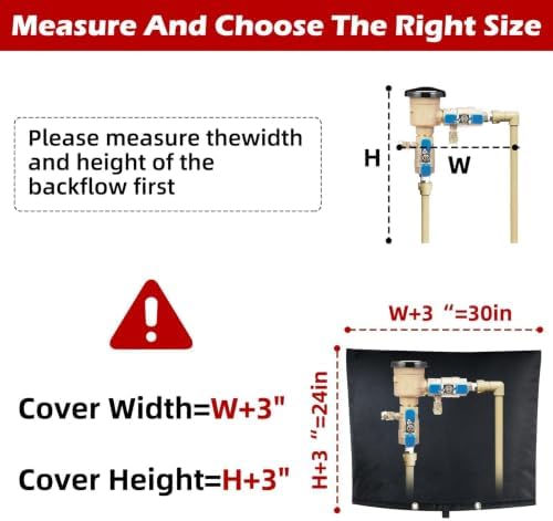 Backflow Preventer Cover, Pipe Freeze Insulation, 30" Wx24 H, Black - Image 2
