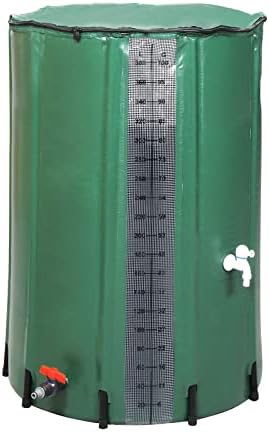 Outvita 100 Gallon Collapsible Rain Barrel with Volume Mark, Rainwater Collection System, Portable Foldable Garden Water Storage Tank, Water Container with Filter Overflow Kit Faucet Green by Outvita