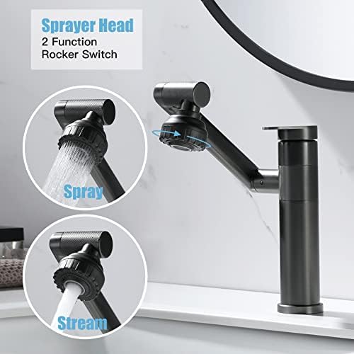 Black Bathroom Faucet 1080Degree Swivel Lavatory Basin Sink Faucet 1 Handle - Image 3