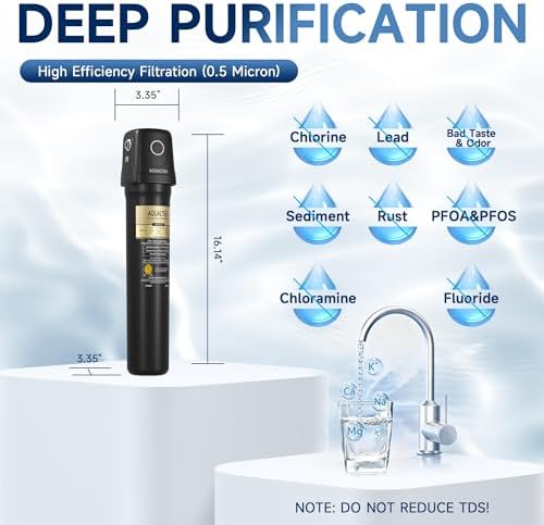 AQUALTRA USF02-BK Under Sink Water Filter System, 20K Gal, NSF/ANSI/CAN 372 Certified, Reduces PFOA, PFOS, Chlorine, Lead, Mercury, Chloramine, Fluoride, Microplastics Particles, Bad Taste & Odor - Image 3